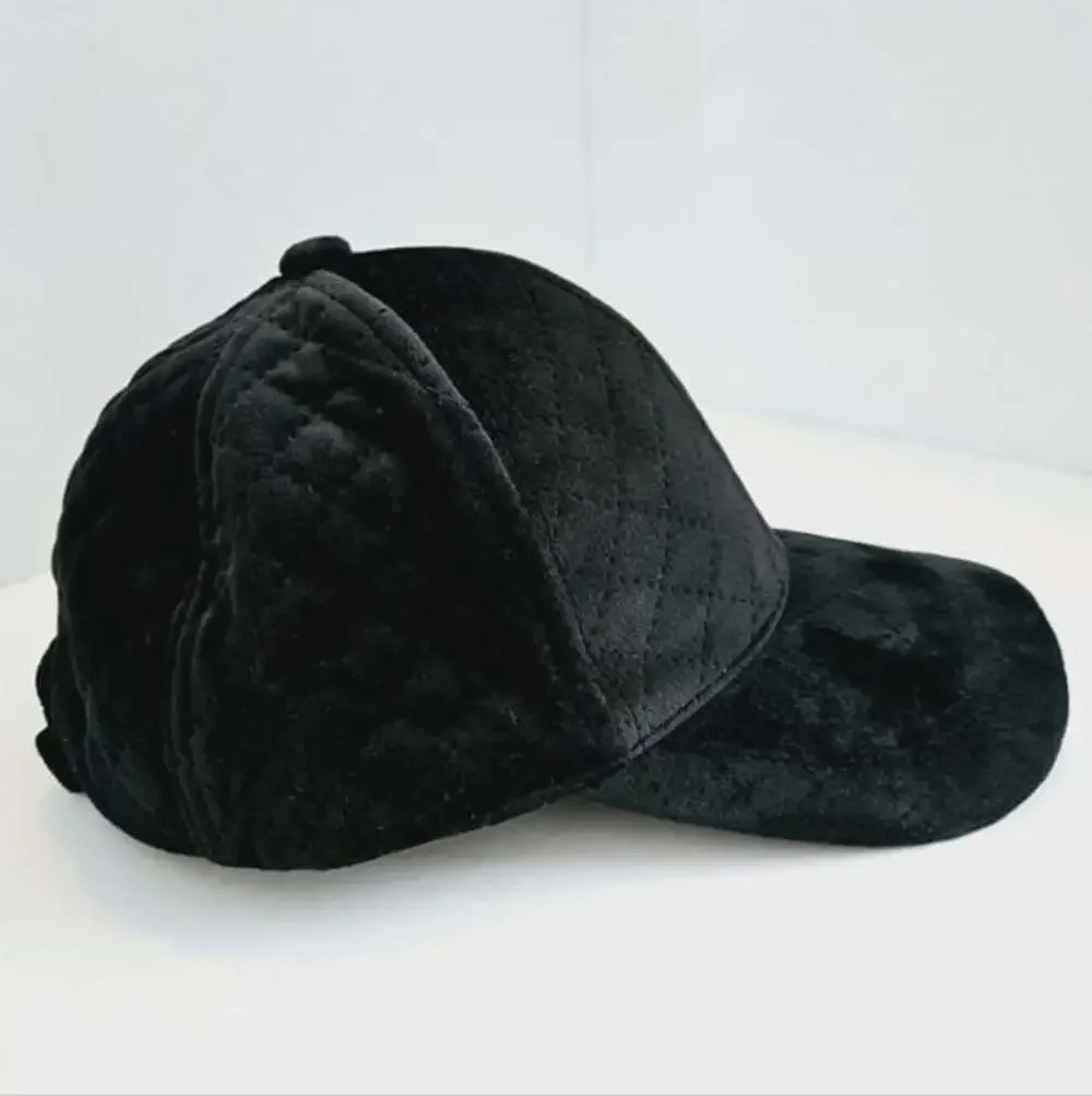 MIXIT Velvet Crosshatch Black Adjustable Women's Baseball Hat Cap
